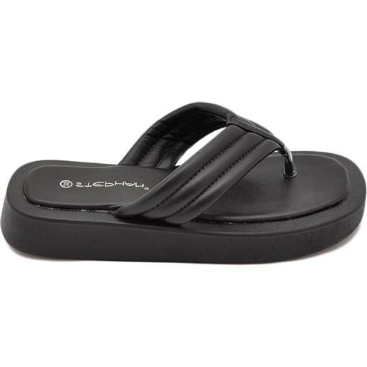 Malu Shoes ciabatta infradito donna platform in gomma antiscivolo nero striato comfort relax estive