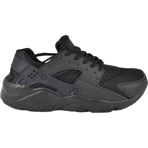 Malu Shoes sneakers uomo tessuto total black nero ginnico comfort ultraleggero antiscivolo