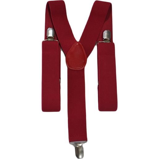 Malu Shoes bretelle da uomo regolabili color vino con clip in metallo forma a x extra forte moda