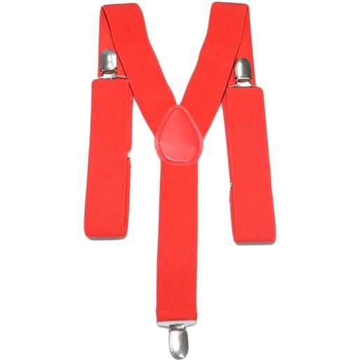 Malu Shoes bretelle da uomo regolabili rosse con clip in metallo forma a x extra forte moda