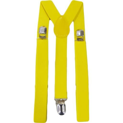 Malu Shoes bretelle da uomo regolabili gialle con clip in metallo forma a x extra forte moda