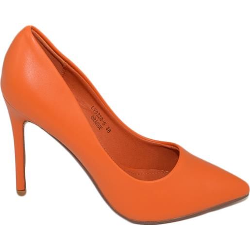 Malu Shoes scarpe donna decollete a punta elegante in ecopelle arancione tacco a spillo 12 cm moda elegante cerimonia evento