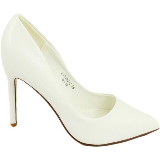 Malu Shoes scarpe donna decollete a punta elegante in pelle bianco tacco a spillo 12 cm moda elegante cerimonia evento