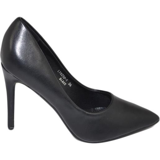 Malu Shoes scarpe donna decollete a punta elegante pelle nera matte tacco a spillo 12 cm moda elegante cerimonia evento
