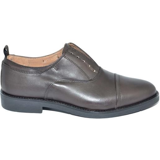 Malu Shoes scarpe uomo stringate vera pelle crust marrone mezza punta spazzolata fondo gomma light moda elegante