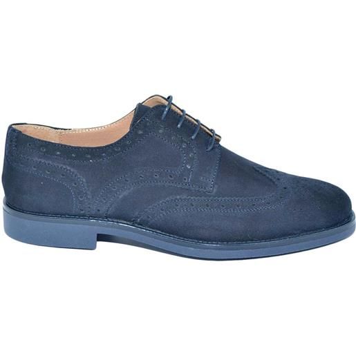 Malu Shoes scarpe uomo stringate francesina vera pelle scamosciata blu made in italy fondo blu gomma light cerimonia elegante