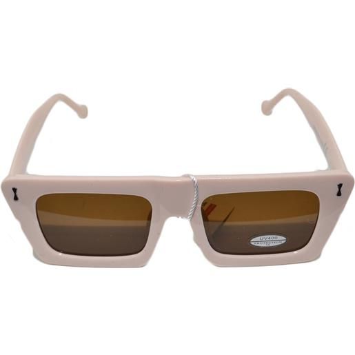 Malu Shoes occhiali da sole donna sunglasses cat-eye quadrata irregolare beige montatura leggera moda giovane