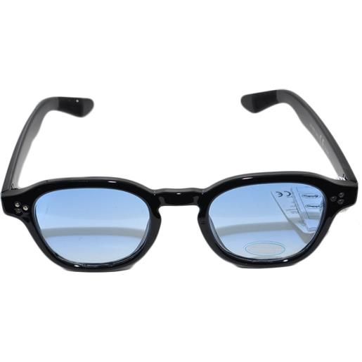 Malu Shoes occhiali da sole sunglasses donna montatura nera modello a goccia con lente blu moda giovane