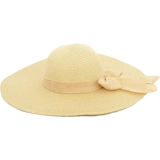 Malu Shoes cappello parasole di paglia beige donna elegante tesa larga da sole estate flessibile e pieghevole per lâ€™estate fiocco