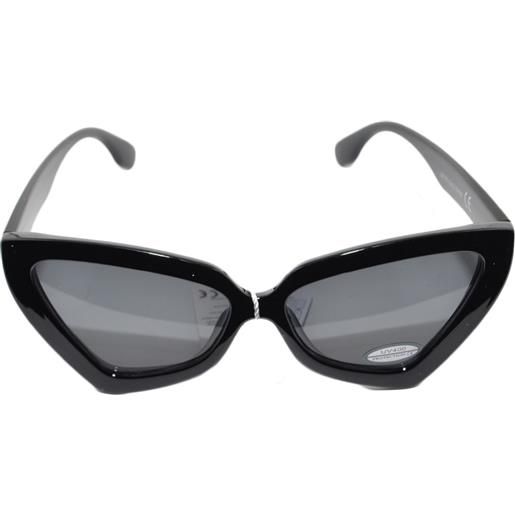 Malu Shoes occhiali da sole donna sunglasses cateyes nero in osso lente fume' calibrata made in italy
