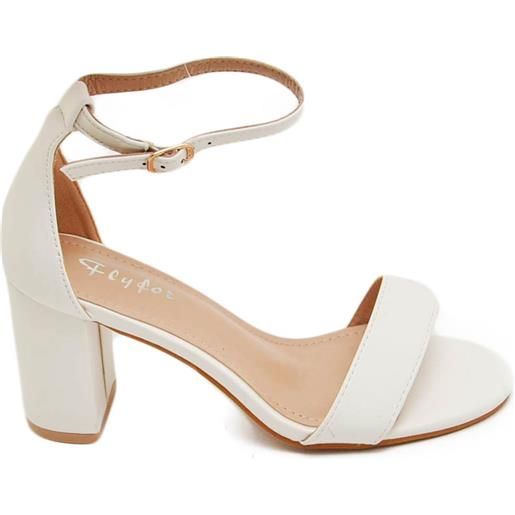 Malu Shoes sandalo alto donna bianco con tacco doppio 6 cm cinturino alla caviglia linea basic cerimonia evento elegante