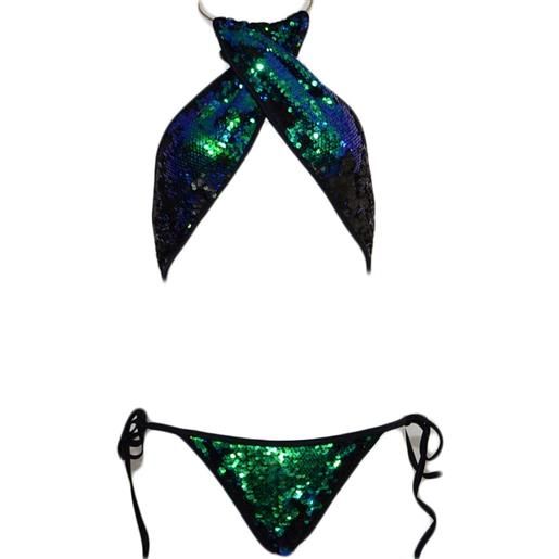 Malu Shoes costume bagno donna bikini swimwear fascia incrociata con joker nero verde sirena slip brasiliana coordinato regolabile