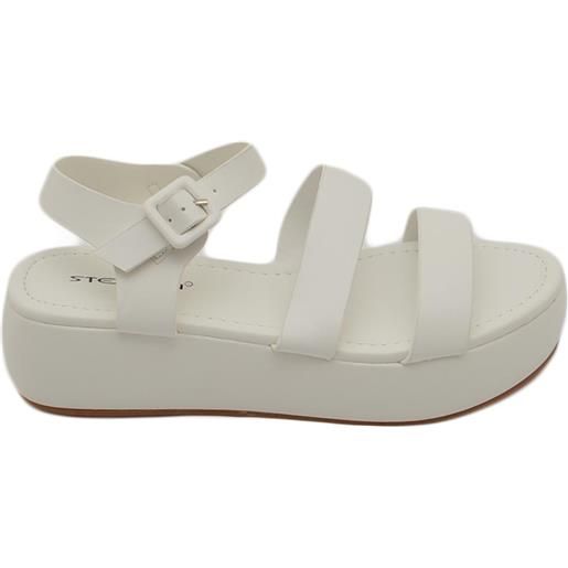 Malu Shoes sandali donna donna platform zeppa bianco con doppia fascia imbottita e cinturino alla caviglia comodo