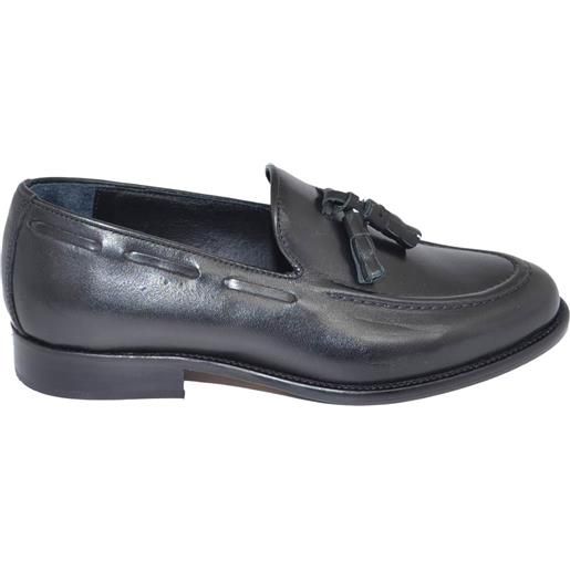 Malu Shoes scarpe uomo classico mocassino inglese elegante cerimonia nero nappa vera pelle fondo cuoio made in italy