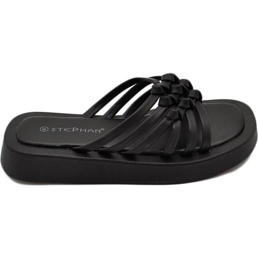 Malu Shoes pantofola ciabatta donna platform zeppa in gomma nera con fascia intrecciata comoda memory foam estate