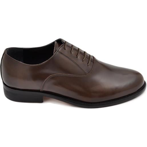 Malu Shoes scarpe uomo stringata elegante derby liscio vera pelle marrone made in italy fondo cuoio light elegante moda