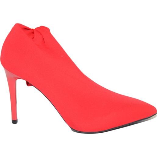 Malu Shoes stivali alti donna in calza elastica rosso effetto autoregge aderente tendenza sopra ginocchio punta con tacco a spillo