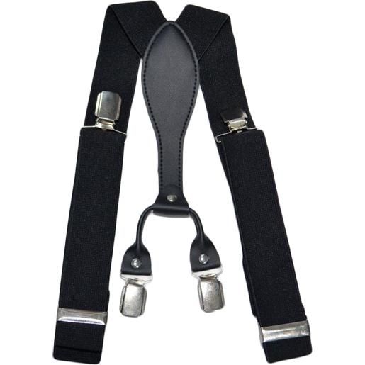 Malu Shoes bretelle da uomo regolabili nero elastiche con clip in metallo forma a x extra forte moda