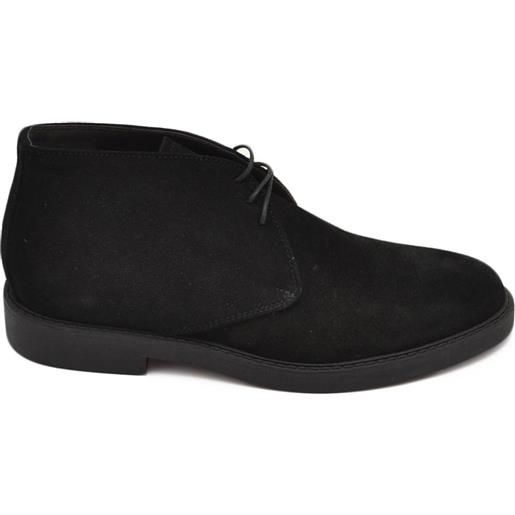 Malu Shoes polacchino uomo in vera pelle camoscio nero alla caviglia comfort gomma sottile da professionista handmade in italy