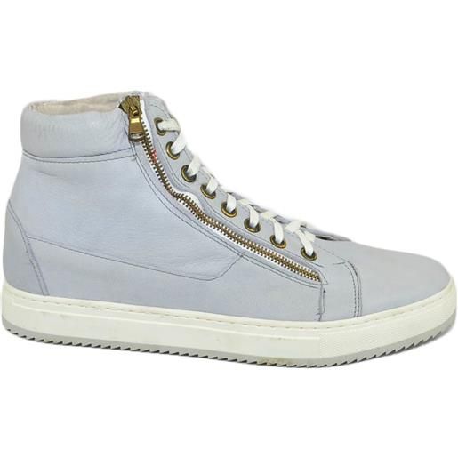 Malu Shoes scarpe uomo sneaker alta con zip ghiaccio lacci casual fondo bianco antiscivolo vera pelle made in italy moda