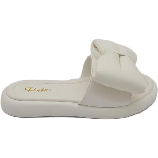 Malu Shoes pantofola donna platform in gomma antiscivolo bianco con fiocco sporgente comfort relax estive