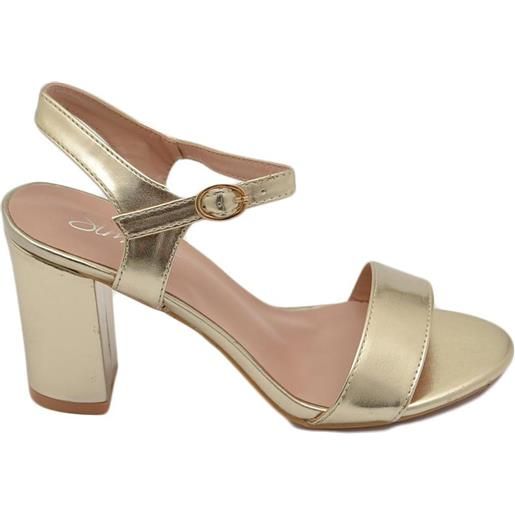 Malu Shoes scarpe sandalo oro donna con tacco 6 cm basso comodo basic con fascia morbida e cinturino alla caviglia open toe
