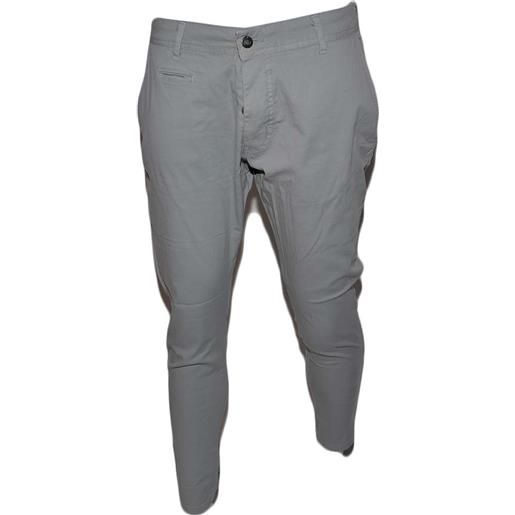 Malu Shoes pantaloni uomo slim fit casual eleganti in cotone grigio taschino di sicurezza, made in italy lavabile
