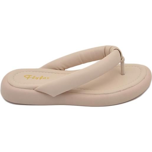 Malu Shoes pantofole ciabatte donna beige infradito in memory gomma da spiaggia moda morbido comodo relax