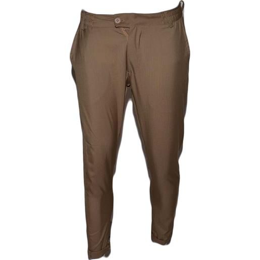 Malu Shoes pantaloni classic fit signature beige pieghettati in cotone elasticizzato pantalone slim casual moda giovanile
