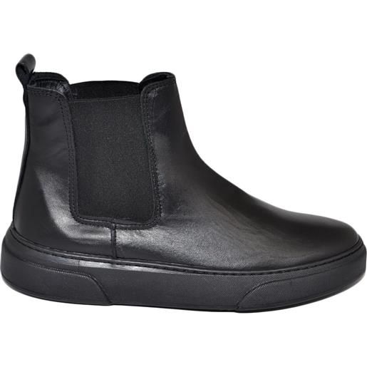 Malu Shoes beatles uomo stivaletto con elastico in vera pelle nappa nero gomma nera sportiva casual made in italy handmade