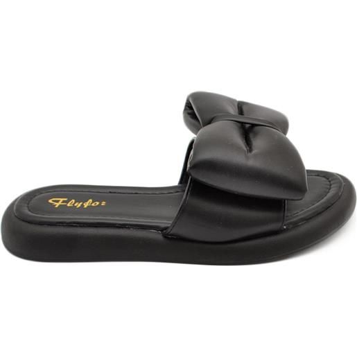 Malu Shoes pantofola donna platform in gomma antiscivolo nero con fiocco sporgente comfort relax estive