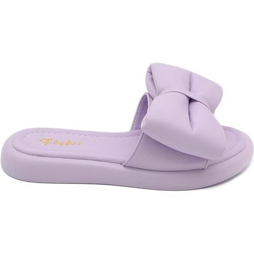 Malu Shoes pantofola donna platform in gomma antiscivolo lilla con fiocco sporgente comfort relax estive