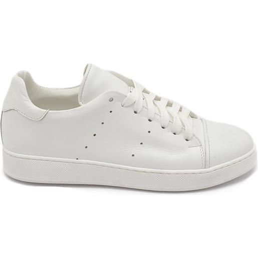 Malu Shoes scarpa sneakers bianco uomo basic vera pelle lacci comodo fondo in gomma bianco basso sportiva moda casual
