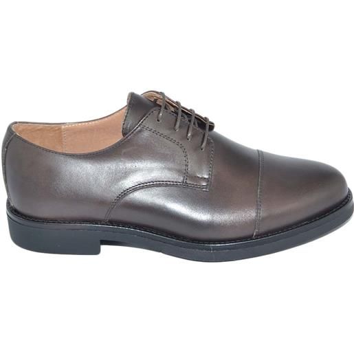Malu Shoes scarpe uomo stringate vera pelle di nappa marrone mezza punta cognac fondo classico sportivo in gomma light business