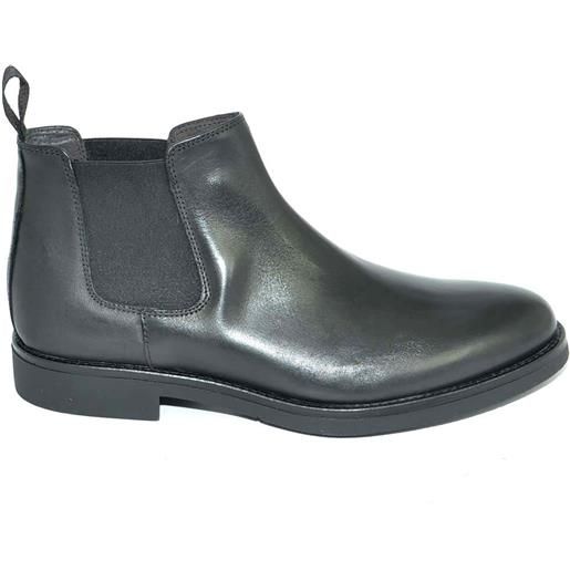 Malu Shoes beatles uomo stivaletto con elastico in vera pelle nera collo basso liscio fondo roccia made in italy handmade