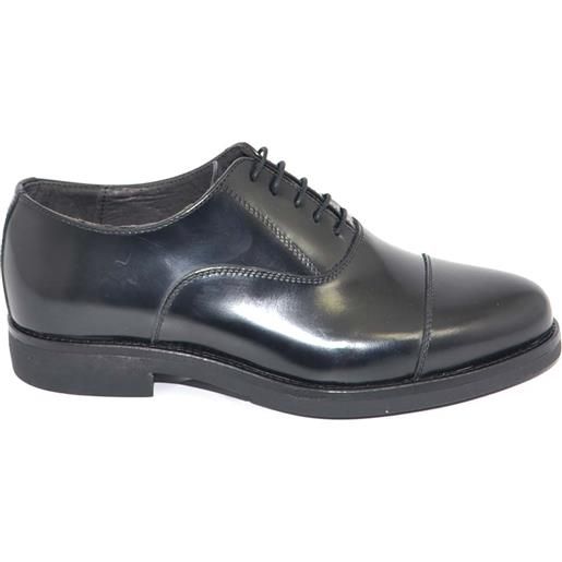 Malu Shoes scarpa stringata uomo liscia nera in vera pelle abrasivata con fondo gomma mem businessman handmade in italy