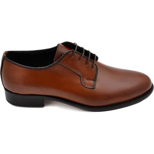 Malu Shoes scarpe uomo stringate vera pelle cuoio spazzolata a mano fondo classico vero cuoio con antiscivolo moda elegante