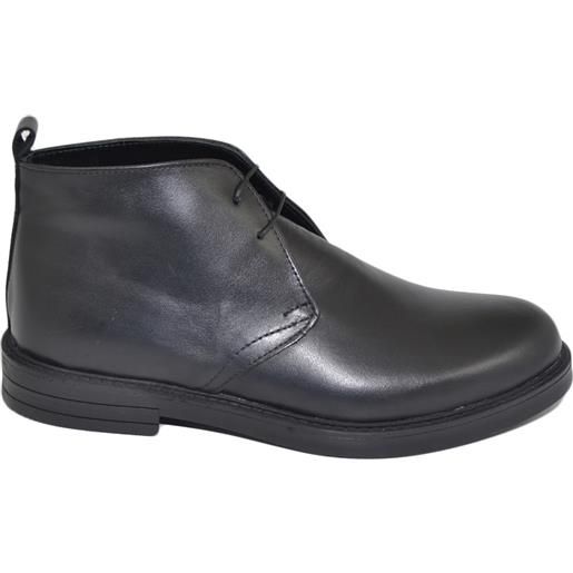 Malu Shoes scarpe polacchino uomo invernale vera pelle morbida nero comfort con gomma sottile da professionista handmade in italy