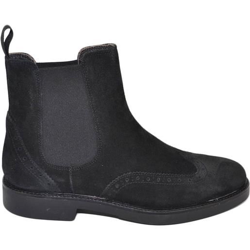 Malu Shoes beatles uomo stivaletto scarpe elastico in vera pelle camoscio nero francesina fondo gomma light made in italy invernale