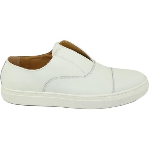 Malu Shoes scarpa sneakers uomo bianco morbida con elastico senza lacci comodo fondo in gomma sportiva antiscivolo casual