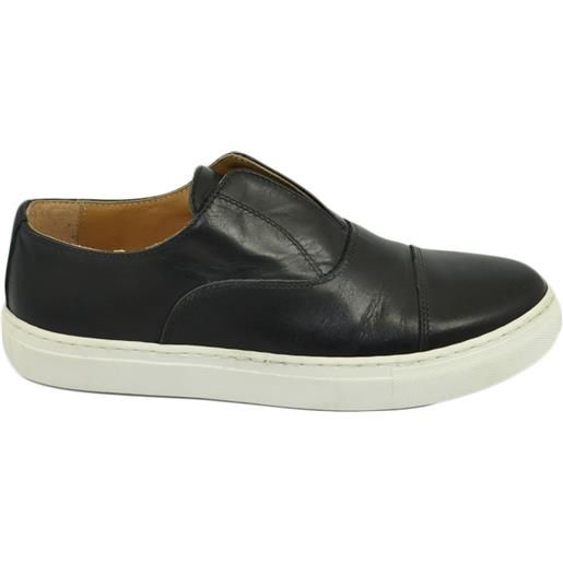 Malu Shoes scarpa sneakers uomo nero morbida con elastico senza lacci comodo fondo in gomma sportiva bianca antiscivolo casual
