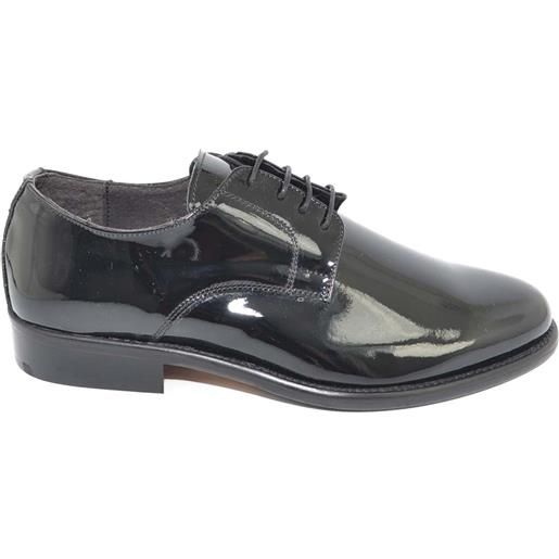 Malu Shoes scarpe eleganti liscie nero in vernice vera pelle made in italy materiale lucido moda classico cerimonia art 014