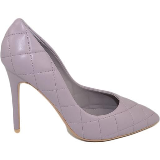 Malu Shoes scarpe donna decollete a punta elegante in pelle trapuntata lilla glicine viola tacco a spillo 12 cm moda evento