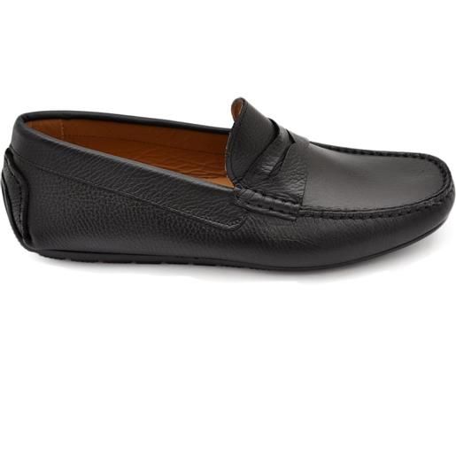 Malu Shoes mocassino barca uomo nero comfort casual made in italy in vera pelle nappa bortolato fondo antiscivolo gomma estiva