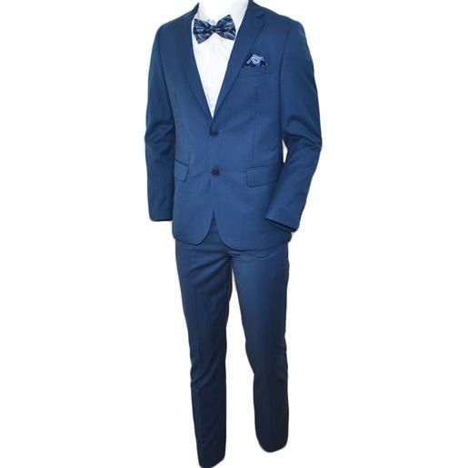 Malu Shoes abito sartoriale uomo in cotone cerato blu navy con giacca slim fit e pantaloni cropped capri pochette elegante evento