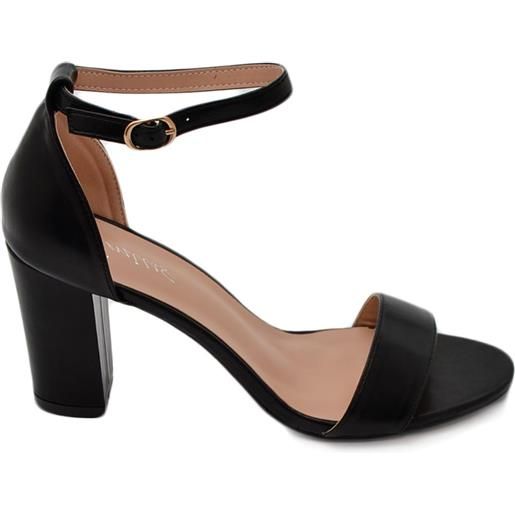 Malu Shoes sandalo alto donna nero con tacco doppio 7 cm cinturino alla caviglia linea basic cerimonia evento elegante