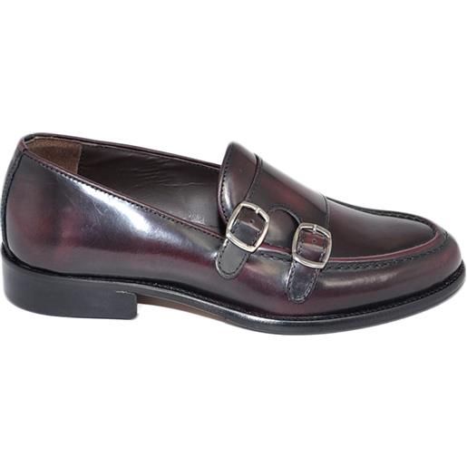 Malu Shoes scarpe uomo mocassino fibbia doppia bordeaux vera pelle abrasivata slip on business linea dandy made in italy