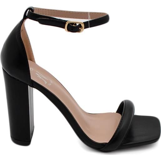 Malu Shoes sandalo alto donna nero con tacco doppio 10 cm cinturino alla caviglia linea basic cerimonia evento elegante