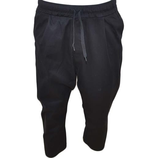 Malu Shoes pantaloni modello etnico uomo nero con molla in vita e laccio comodo casual moda uomo