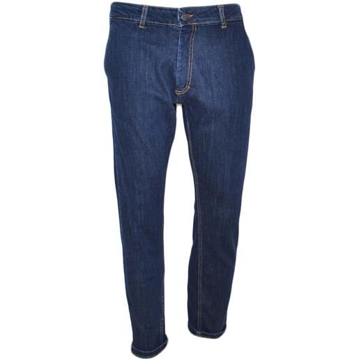 Malu Shoes jeans uomo denim lavaggio scuro slim tapered a cavallo regolare 4 tasche chiusura zip moda tendenza